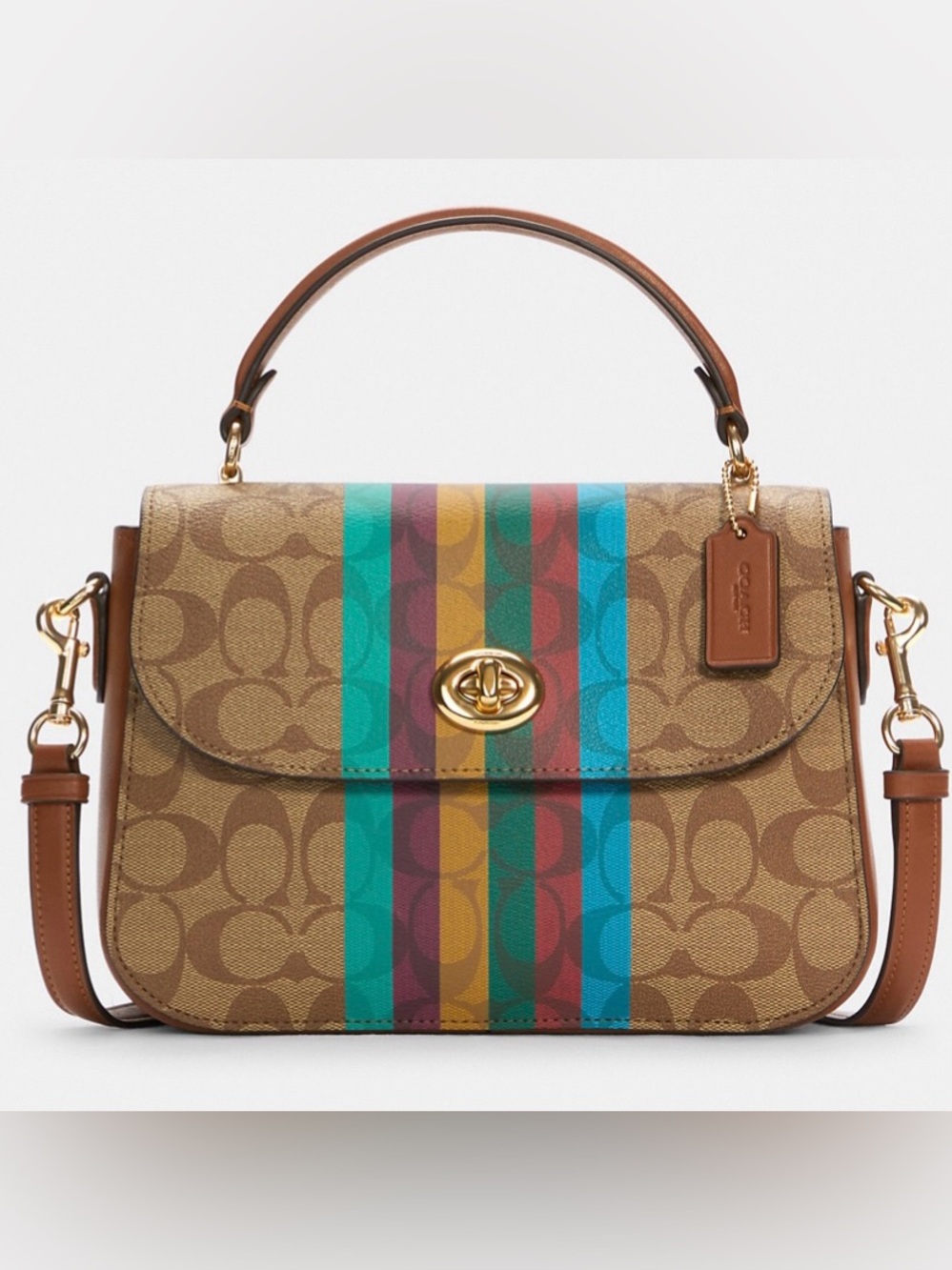 NWT COACH Marlie Top Handle Satchel Bag In Signature Canvas With Stripe